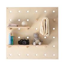 Giant wooden peg board diy! Wooden Pegboard Shelf With Wooden Pegs George Willy George And Willy