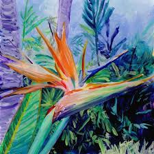 Acrylic Bird Of Paradise Painting Pin On Tropical Flowers
