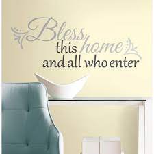 Wall decals look great in entryways, living rooms, kitchens, bathrooms, family rooms and game. Roommates 10 In X 18 In Bless This Home 25 Piece Peel And Stick Wall Decals Rmk2179scs The Home Depot