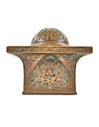 Acorn style post cap (1 squarebase, 7/8 plug, 3 ¾) ball style post cap (1 base sizes up to 6) note: Historically Important Museum Quality Documented Ornamental Copper Plated Cast Iron Interior Schlesinger Mayer Staircase Newel Post Dome Shaped Cap