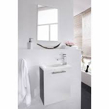 The white finishes on this bathroom vanity, mirror, and lighting set a simple, relaxing tone. Bathroom Mirror Calgary 06 White W X H X D Approx 40 X 68 X 2
