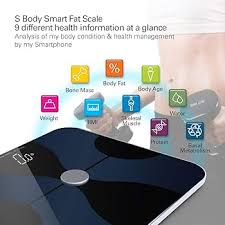 एस बॉडी ब्लूटूथ बॉडी फैट स्केल, बड़े छिपे हुए एलईडी डिस्प्ले के साथ स्मार्ट  डिजिटल स्केल, बॉडी कंपोजिशन मॉनिटर, वजन के लिए मापने के लिए ...