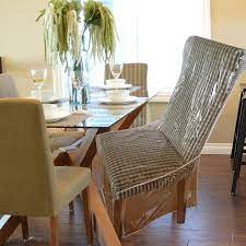Revitalize the chairs in your dining room set by replacing worn seat pads and fabric with new fabric and foam. Plastic Slipcovers For Dining Room Chairs Off 71