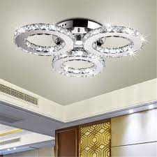 How to install led ceiling light fixtures and wall lighting in the modern interior design? Baycheer Clear Crystal Ceiling Lighting Fixtures 3 Lights 40w Modern Circular Ring Led Ceiling Flush Mount Light Fixture 18inch Cool Light Amazon Com