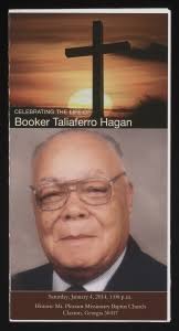 Funeral program for Booker Taliaferro Hagan