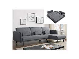Ecksofa Schlafsofa Klappsofa Stoff Calobra Grau