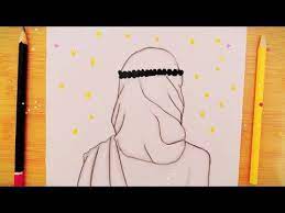 رسم العيد رسم بنت محجبة بمناسبة عيد الاضحى رسم بنات how to draw a girl with hijab youtube hijab drawing drawings drawstring backpack