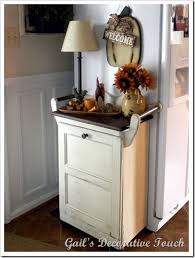 Build A Wooden Trash Can Holder To Hide The Trash Build It So That The Top Can Be Used For Decor Paint It With A Distresse Decor Wooden Trash Can Holder