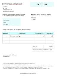 Modele De Facture Gratuit Pour Auto Entrepreneur