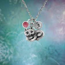 Cat Necklace Jewelry Personalized Cat Necklace With Crystal Birthstone Animal Necklace Cat Jewelry Gift For Her Little Girl Gift In 2020 Personalized Cat Necklace Cat Necklace Jewelry