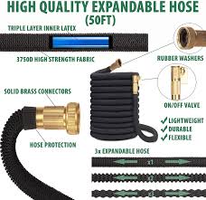 Some lightweight hoses are completely this hose is approximately 50 ft. Solid Leak Proof 3 4 Inch Brass Connectors Retractable Non Kink Flexible Black Hose Expandable 50ft Garden Hose New 2021 Superior Strength Lightweight Water Hose 50ft 10 Function Sprayer Garden Hoses Gardening Semo Es