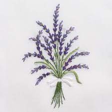 Lavender Wildhand Towel White Cotton Embroidery Flowers Pattern Embroidery Flowers Ribbon Embroidery