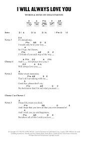 I Will Always Love You Sheet Music Dolly Parton Guitar Chords Lyrics