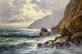 The Rocky Coast By Constantin Westchiloff In 2021 Ocean Waves Painting Seascape Paintings Impressionism Painting