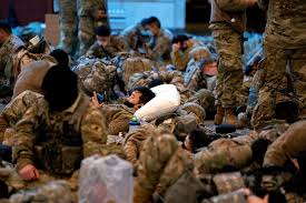 All national guard troops were told to vacate the capitol and nearby congressional buildings on thursday, and to set up after images went viral last week of troops sleeping on the floor in the halls of congress, guardsmen protecting the capitol were initially provided cots, politico first reported. National Guardsmen Sleep On Capitol Floors Amid Threats Of Violence