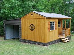Customers Finished Out 12x16 Corner Porch Cabin Shed To Tiny House Portable Buildings Portable Cabins