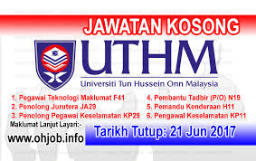 19 jun 2021 sila baca syarat kelayakan terlebih dahulu sebelum memohon. Jawatan Kosong Universiti Tun Hussein Onn Malaysia Uthm 21 Jun 2017 Jawatan Kosong Kerajaan Swasta Terkini Malaysia 2021 2022