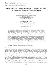Pdf The Effect Of Birth Order On Personality Traits And