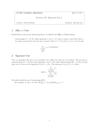 lecture 33: sparsest cut 1 1 min s t