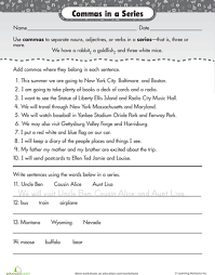 This series of worksheets will put students through many different uses of this form of punctuation. Perfect Punctuation Commas In A Series Worksheet Education Com Primary Writing Commas In A Series Word Study Activities