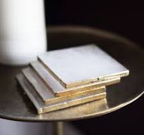 Clear Quartz Crystal Coaster Set: Gold Edge Stone Coasters ...