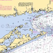 New York Long Island Sound Montauk Nautical Chart Decor