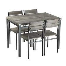 Check spelling or type a new query. Zenvida 5 Piece Dining Set Rustic Grey Wooden Kitchen Table And 4 Chairs Overstock 21803691