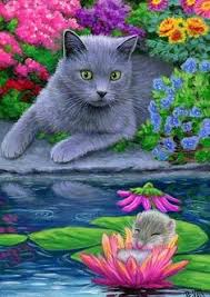 Young kitten cat meowing in the green grass. 250 Cats And Flowers Ideas In 2021 Cats Cat Art Cat Painting