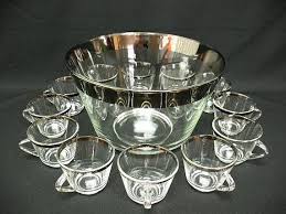 Omg How Fabulous Is This I M In Love I M In Want Silver Band Punch Bowl Cups Dorothy Thorpe Roly Poly Era Mid Punch Bowl Cups Silver Band Punch Bowls