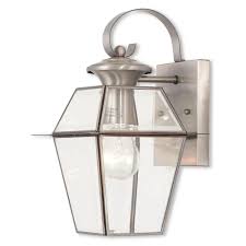 Livex Lighting Westover 1 Light Brushed Nickel Outdoor Wall Lantern Sconce 2181 91 The Home Depot