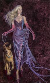 Glamour Portraits With Pets Fashion Artwork Portrait Woman Painting
