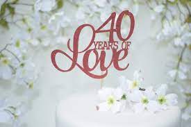 This cake topper will add a special touch to your wedding cake decoration. 40th Wedding Anniversary Cake Topper Red Cake Topper Ruby Etsy
