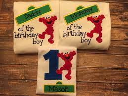 *please note that we do use gerber brand onesies which tend to run a little small! Boys Elmo Sesame Street First Birthday Shirt With Matching Parent Shirts Elmo First Birthday Sesame Street Birthday Party Sesame Street Birthday