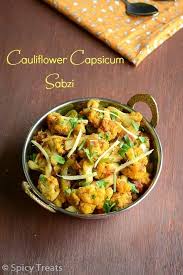 Spicy Treats Cauliflower Capsicum Sabzi Cauliflower Sabzi Easy Side Dish For Chapathi Side Dishes Easy Cauliflower Sabzi Subzi Recipe