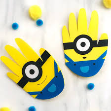 It can be played either for + or to draw 4 cards; Simple Handprint Minion Card Craft For Kids