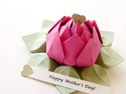 Personalized Mother S Day Origami Lotus Flower In Fuchsia Pink And Leaf Green With Gift Box And Bow Mothers Day Cards Diy Gifts For Your Best Friend Diy Mothers Day Gifts