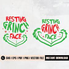Resting Grinch Face Svg Resting Grinch Face Png Resting Etsy Grinch Face Svg How To Make Tshirts Grinch Mask