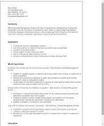 Must understand oem and ibm hardware description language and specifications. Asset Management Analyst Resume Templates Myperfectresume