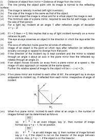 Cbse Class 12 Physics Notes Ray Optics Characteristics Of Reflection By A Plane Mirror Aglasem Schools Physics Notes Physics Conceptual Physics