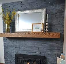 Ideal designer projects for these stacked stone ledger panels include a kitchen slate backsplash, fireplace, and water feature. Black Fireplace Surround Black Slate Culture Stone Wall Cladding Panel Fireplace Surround Covering Antique Style Interior St Ocak Siyah Somine Somi Ne Tasarimi