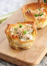 Try these asian salad wonton cups for a simple jalapeno cheddar chicken wonton cups. Chicken Salad Wonton Cups Eat Drink Love