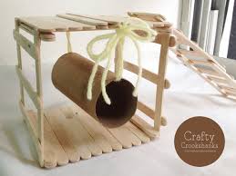 Dwarf And Syrian Hamster Jungle Gym With Hanging Cardboard Tube Hamster Diy Cage Hamster Toys Syrian Hamster