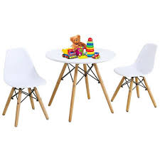 When looking at the different types of children's tables, keep quality, ease of cleaning. Gymax Kids Modern Dining Table Set Round Table With 2 Armless Chairs Overstock 28585946