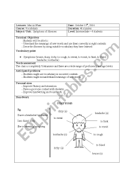 Does your child have a big imagination? Lesson Plan For Vocabulary Symptoms Of Illnesses Esl Worksheet By Maiainhan