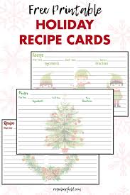Free Printable Holiday Recipe Cards Holiday Recipe Card Recipe Cards Template Christmas Recipe Cards