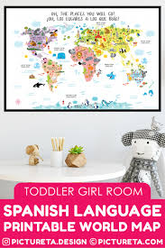 World Map For Kids In Spanish And English Spanish Classroom Spanish Classroom Decor Instant Download Printable Wall Art Get Yours At Pictureta Com Spani