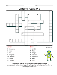 Antonym Crossword Puzzles Grade 4 5 6 Vocabulary Crossword Puzzles Antonym Essay Writing Skills