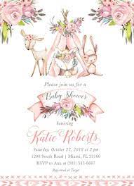 Girl Woodland Animals Baby Shower Invitation Boho Teepee Bab Animal Baby Shower Invitations Woodland Animal Baby Shower Invitations Woodland Animal Baby Shower