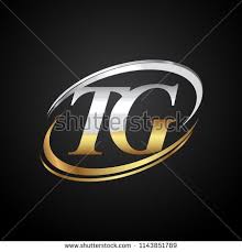 Initial Letter Tg Logotype Company Name Colored Gold And Silver Swoosh Design Isolated On Black Background