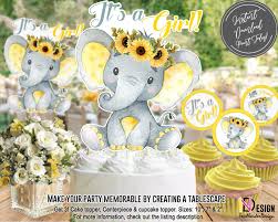 Elephant Centerpiece Cake Topper Cupcake Topper Baby Shower Decoration Girl Little Peanut Printable Instant Download Digital File Elephant Baby Shower Centerpieces Girl Baby Shower Centerpieces Baby Shower